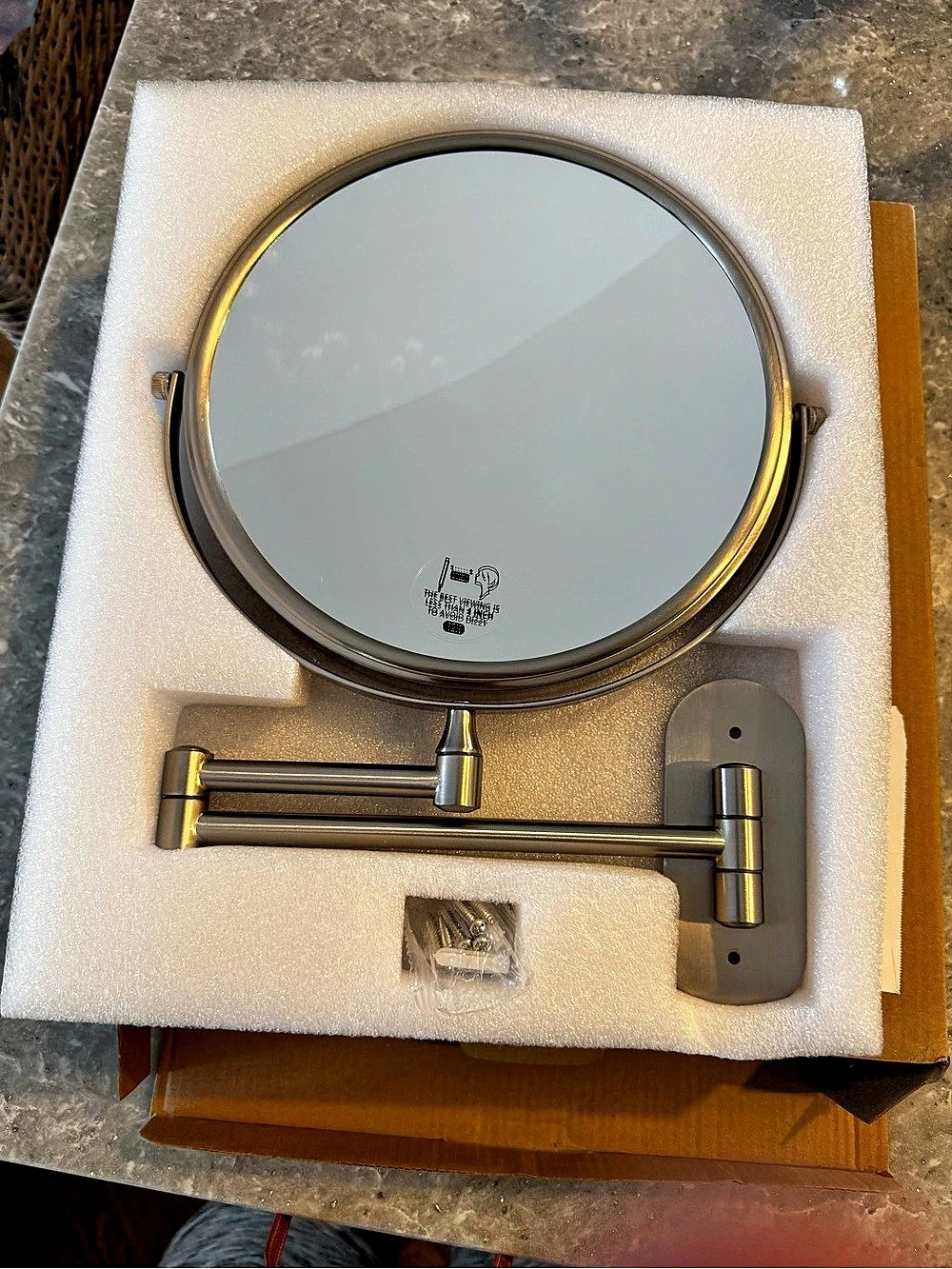 9-Inch Wall Mounted Makeup Mirror brushed nickel NEW